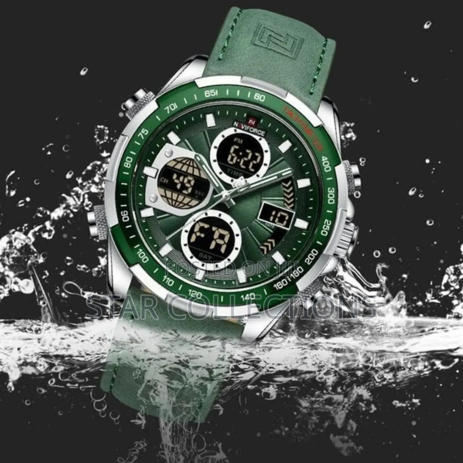 Naviforce Pure Leather Green Watch for Men