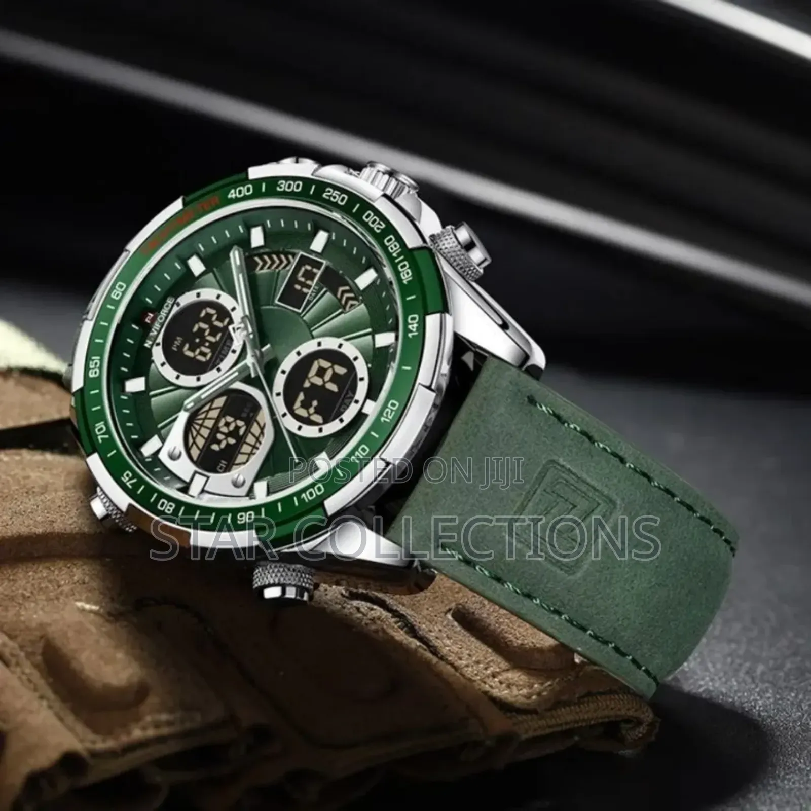 Naviforce Pure Leather Green Watch for Men