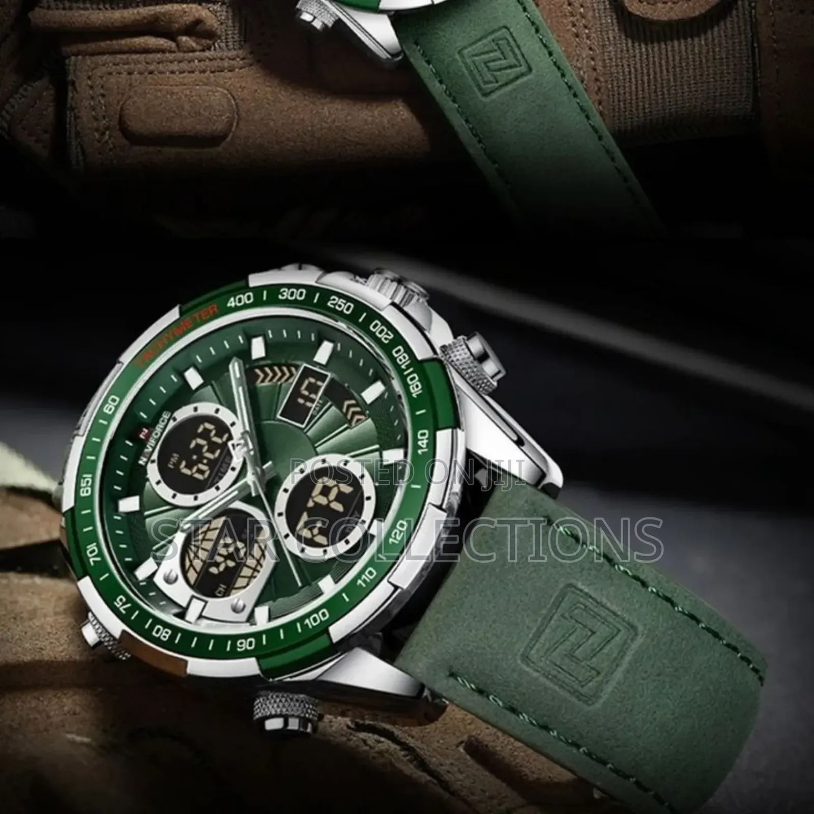 Naviforce Pure Leather Green Watch for Men