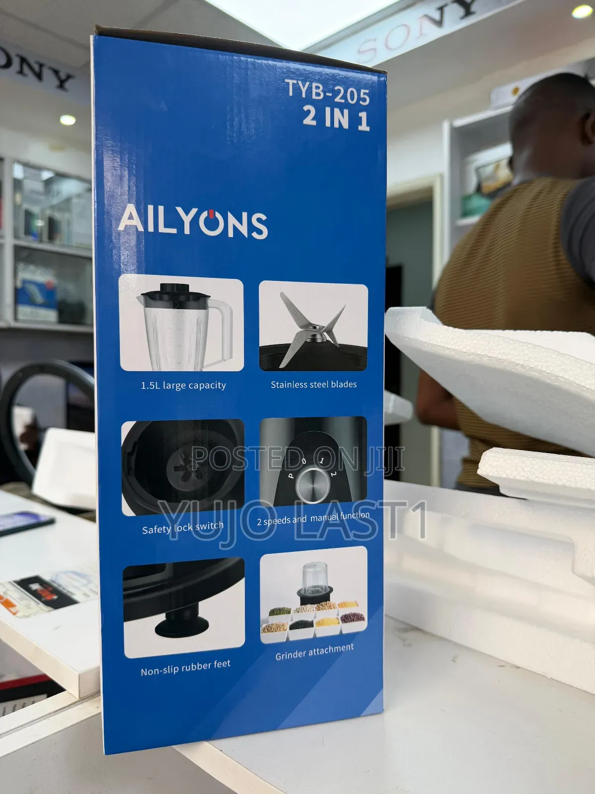 Ailyons Tyb-205 1.5l Stainless Steel Blender With Grinder