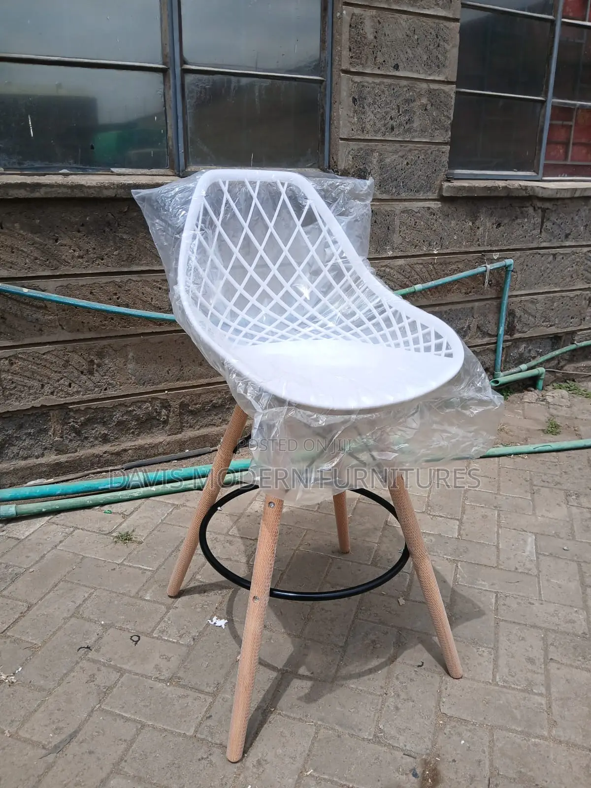 Brand New Modern White Lattice Plastic Accent Chair