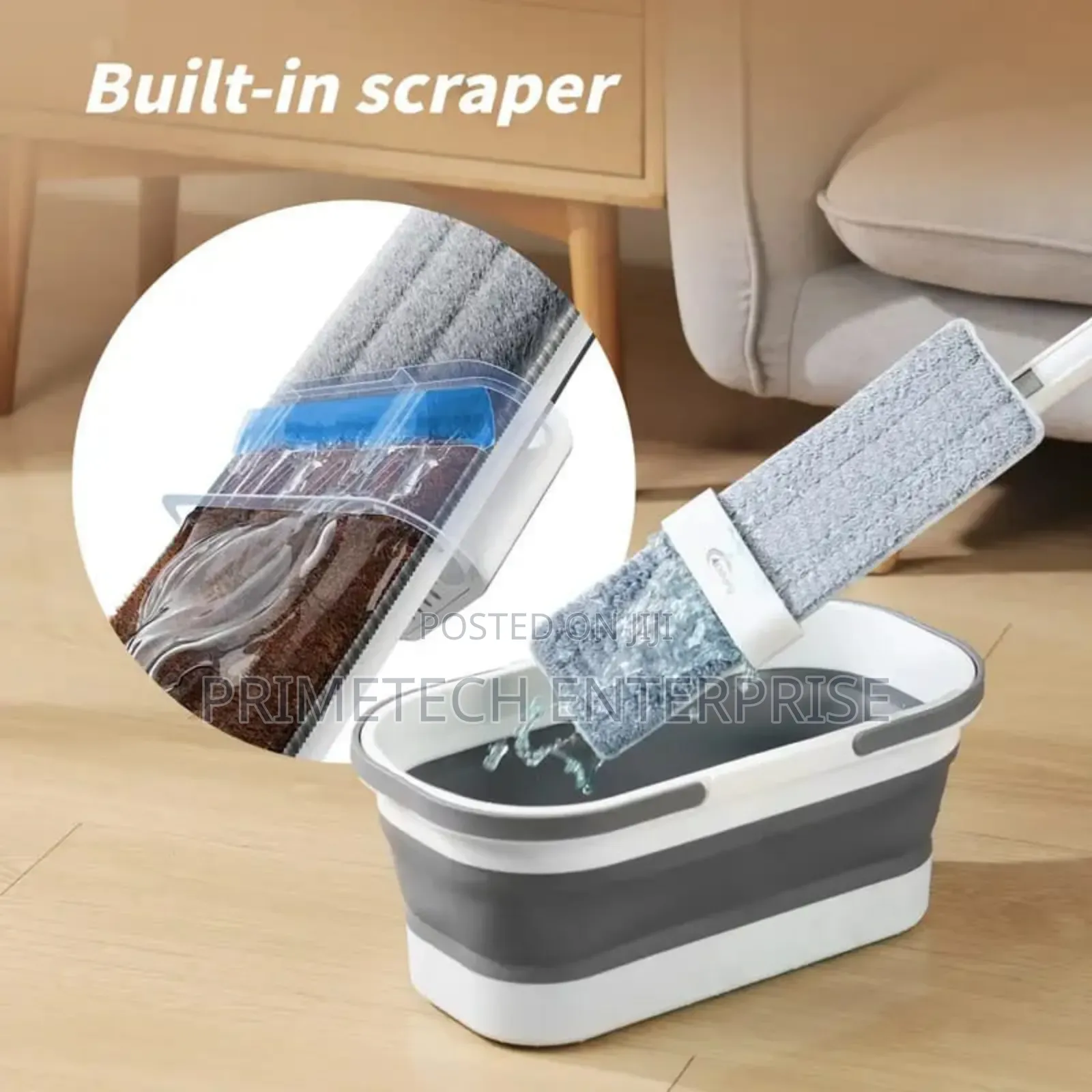 Hand Wash Free Mop and Collapsible Bucket