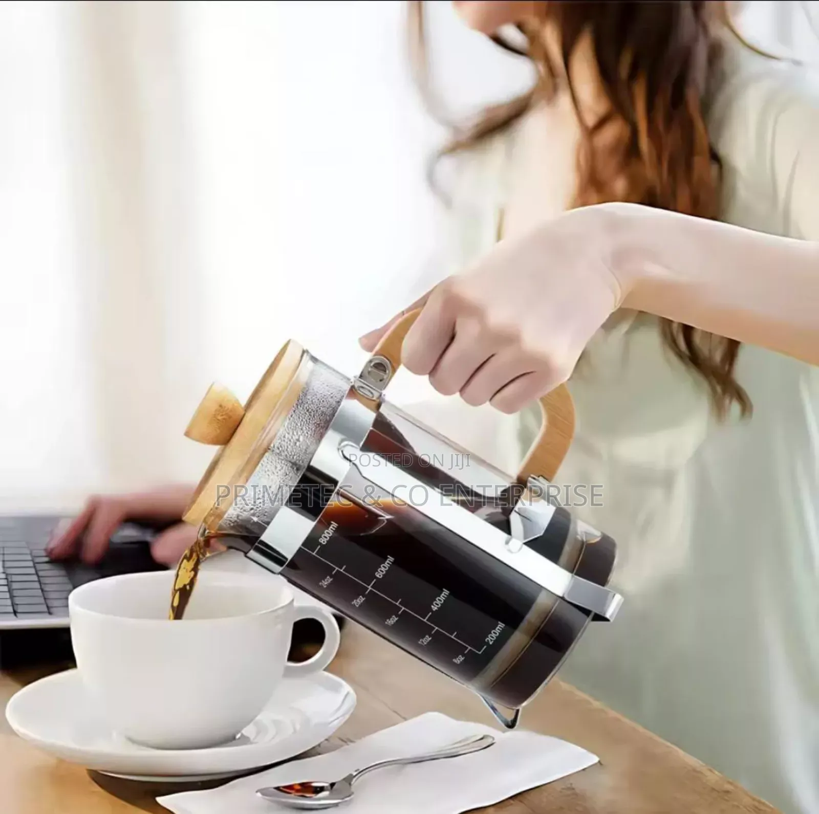 French Press Coffee Maker Bamboo Top