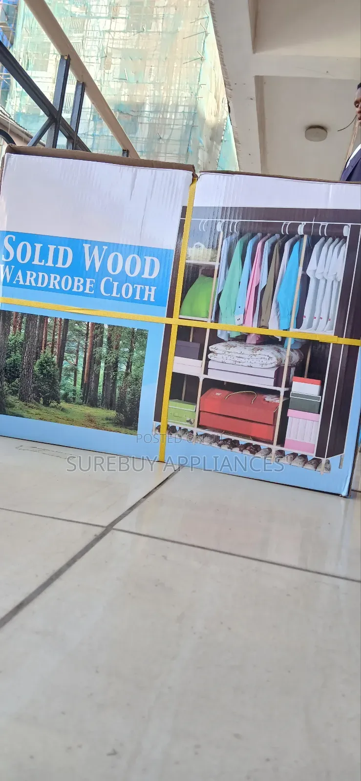 Elegant Solid Wood 3-Column Portable Wardrobe