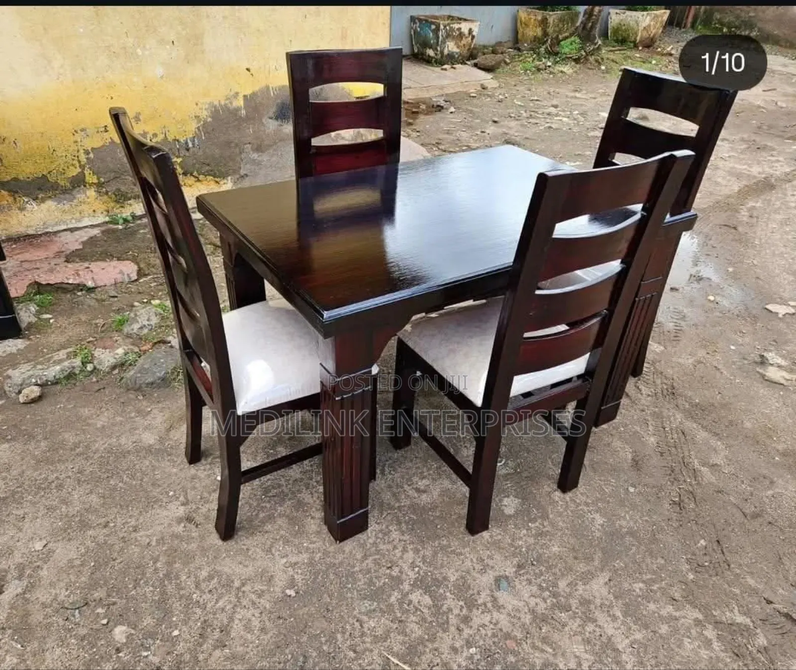 Solid Carmel Chairs 4-Seater Dinning Table Set