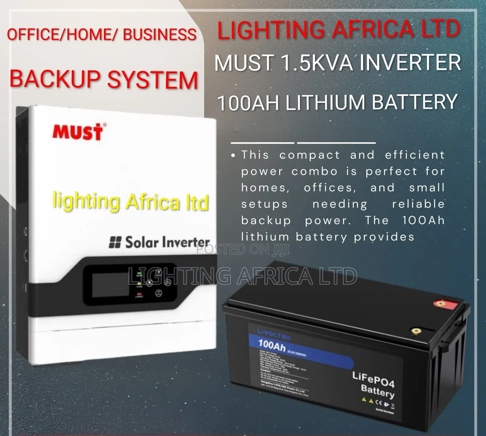 1.5kva - 100ah Lithium Office/ House/ Business Backup Solution