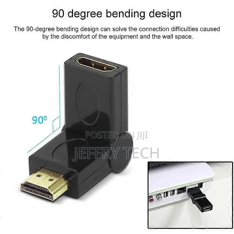 Hdmi 19 Pin Male to Hdmi 19pin Female Swivel (180 Degree) Adaptor (Gol