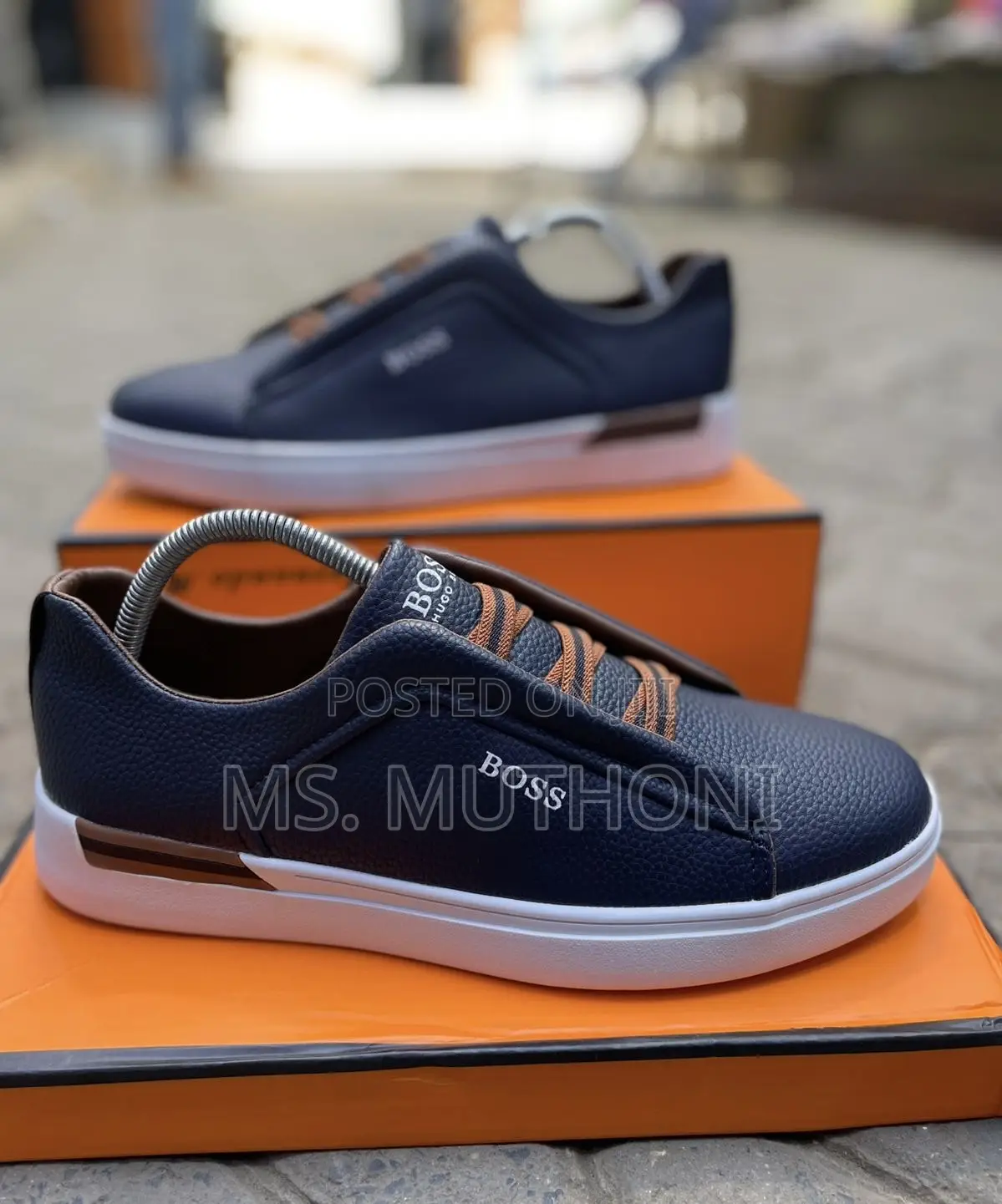 Laceless Boss Rhys Tennis Trainers Sizes 40-45
