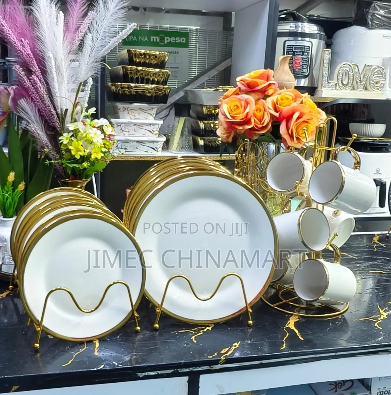 18 PCS Gold Ring Dinner Set