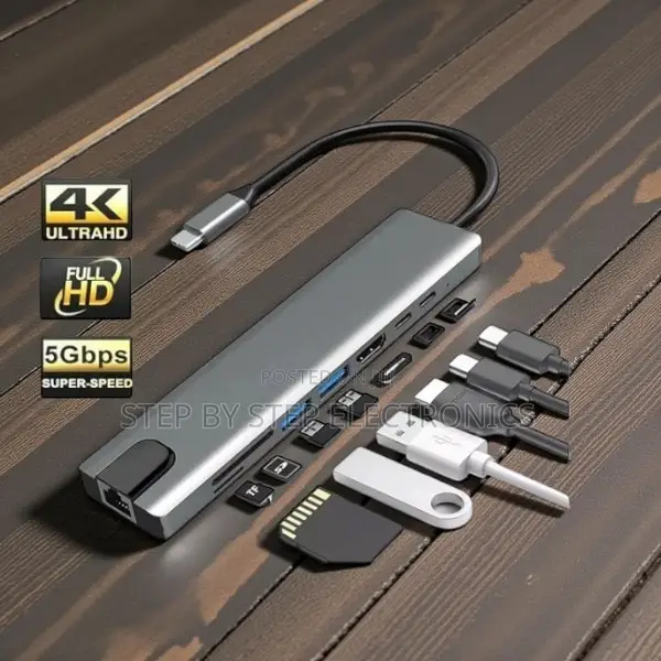 Multi Port Docking Solution 8 in 1 Usb Type-C Hub Port Adapter