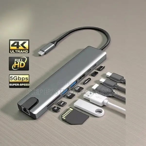 Reliable Connection Usb C Hub 8 in 1 Usb Type-C Hub Port Adapter