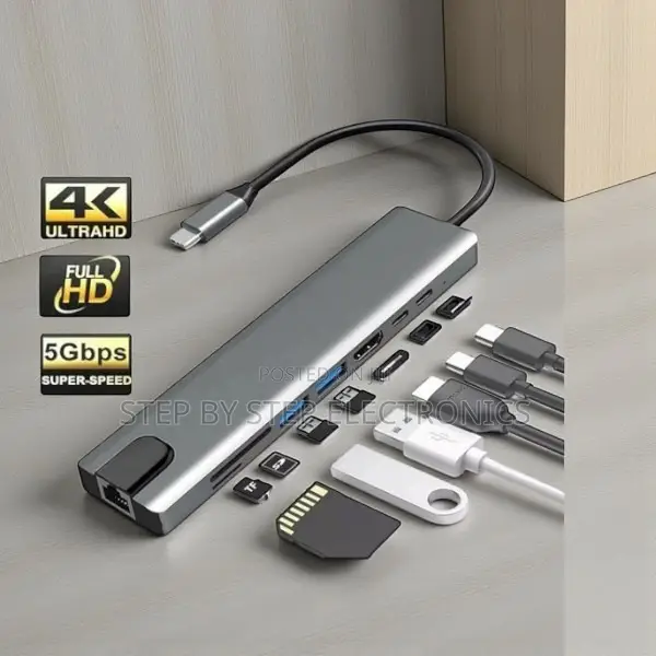 Plug and Play High Speed Usb C Dock 8 in 1 Usb Type-C Hub Port Adapter