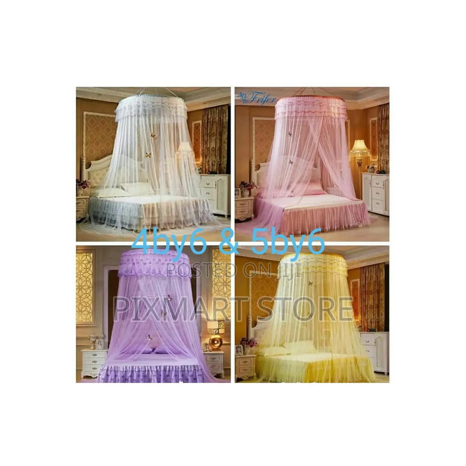 Round Free Size Mosquito Net in Pink, Purple, White Cream