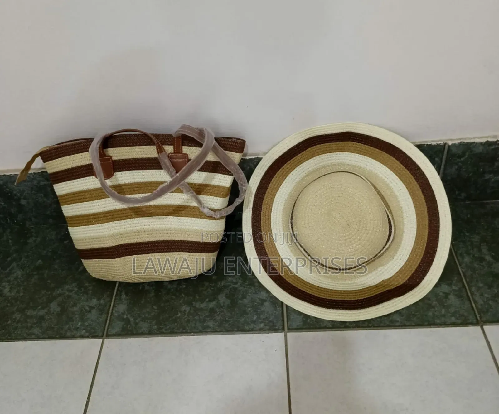 Summer Straw Woven Beach Bag And Hat