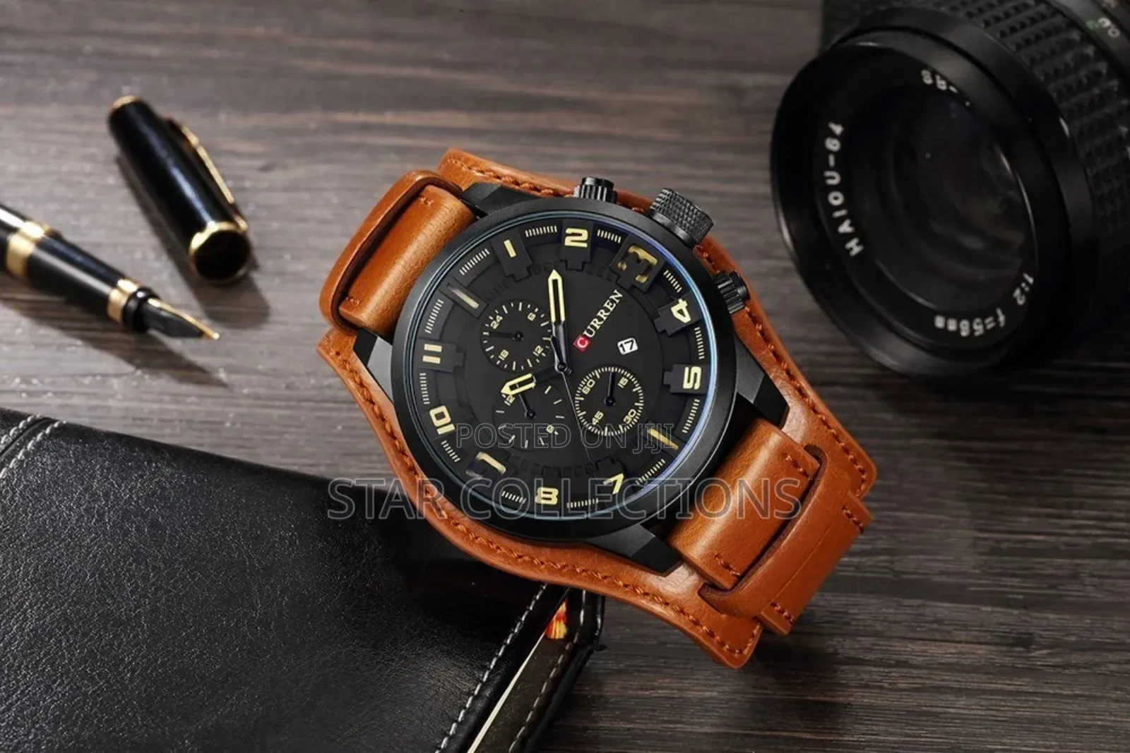 Brown Curren 8225 Leather Watch for Men