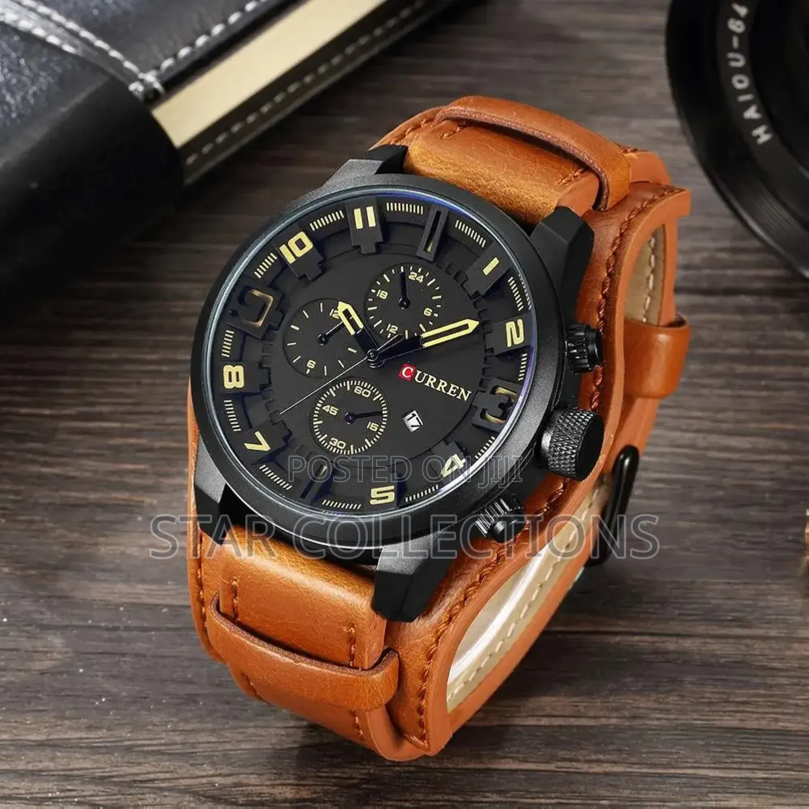 Brown Curren 8225 Leather Watch for Men