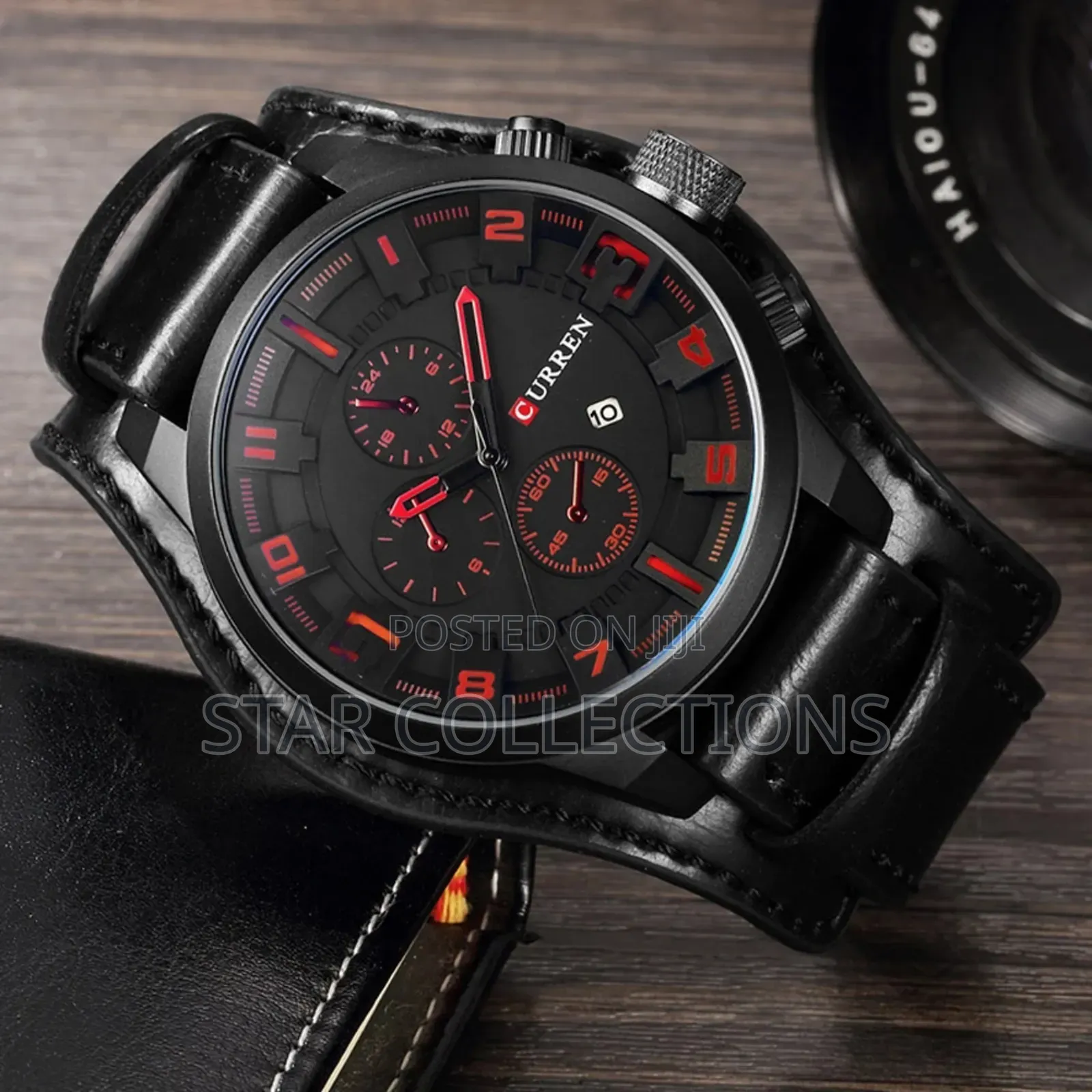Black Curren 8225 Leather Watch for Men