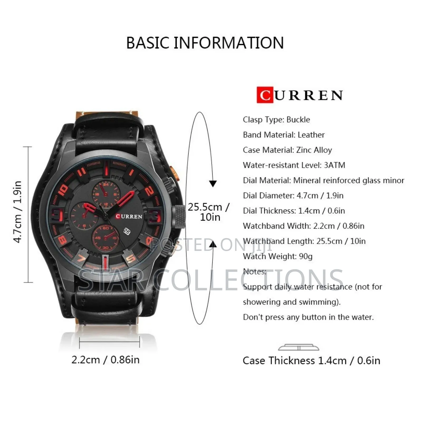 Black Curren 8225 Leather Watch for Men