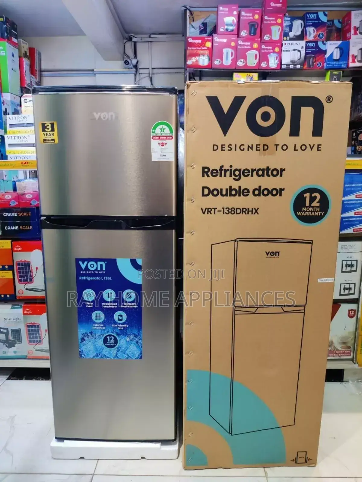 Von 138litres Double Door Refrigerator