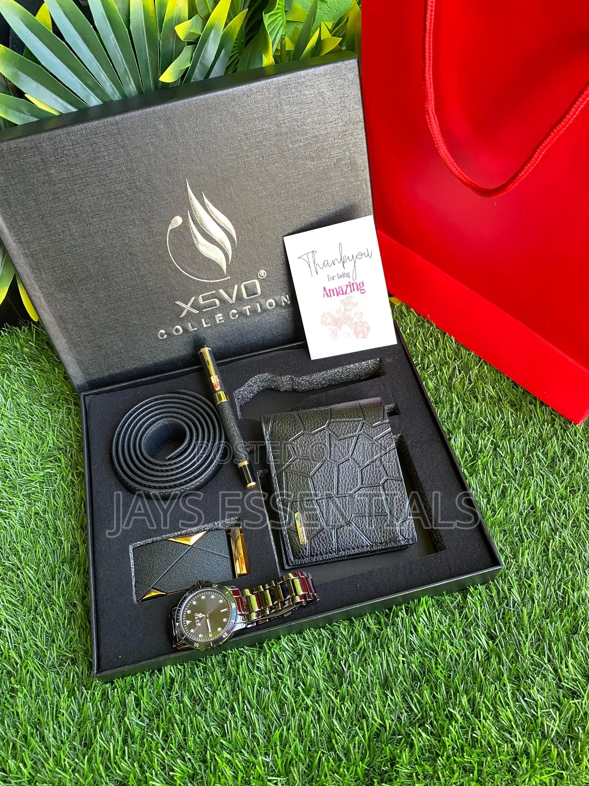 4pc Watch , Belt Wallet Mens Valentines Gift Set