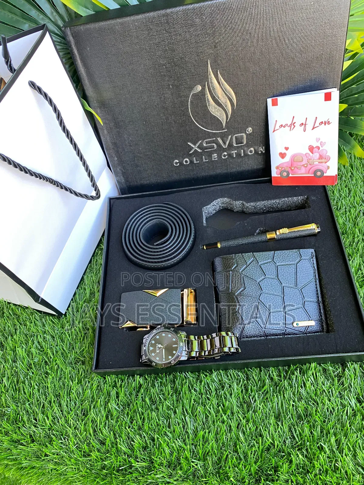 4pc Watch , Belt Wallet Mens Valentines Gift Set