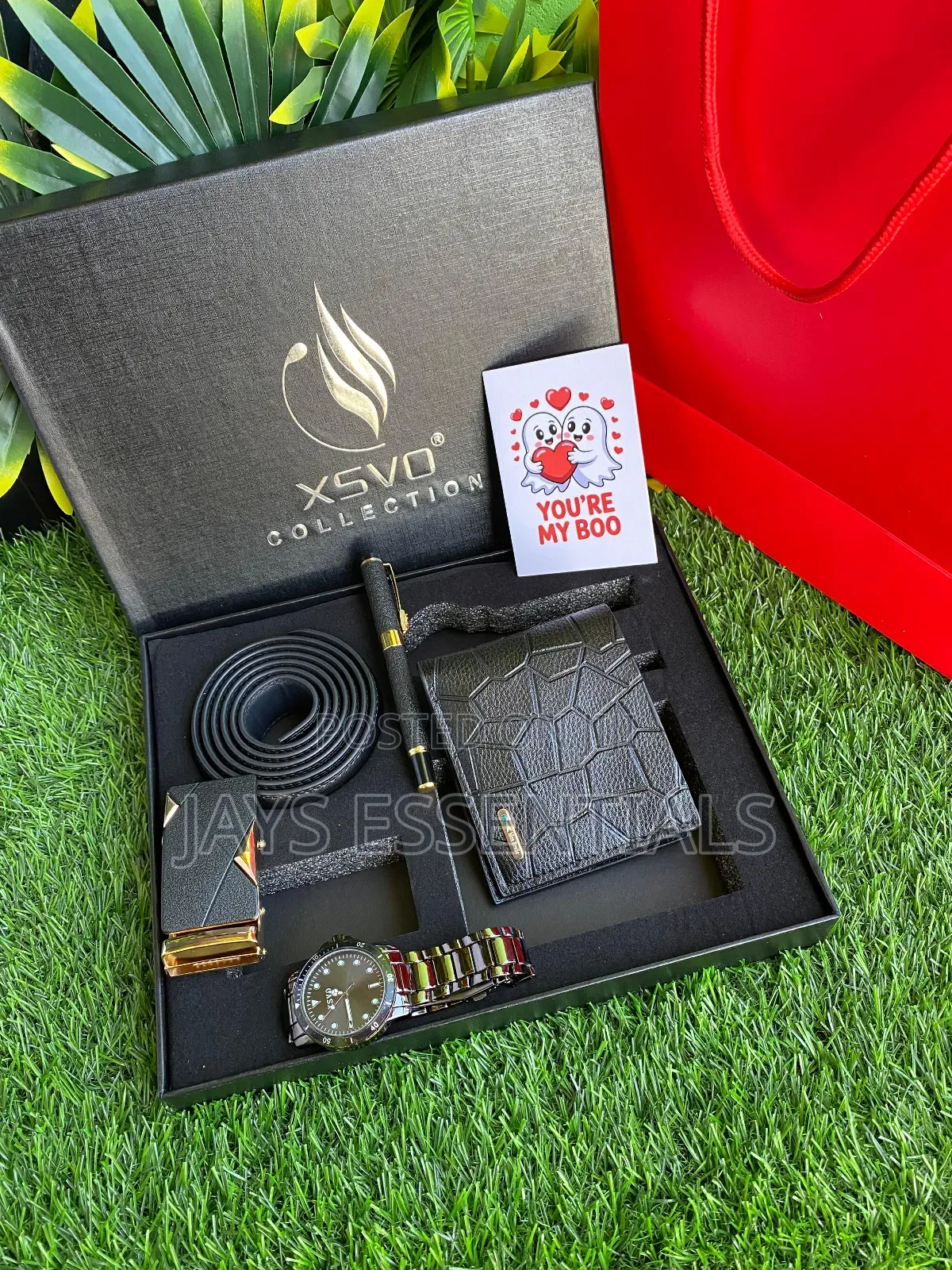 4pc Watch , Belt Wallet Mens Valentines Gift Set