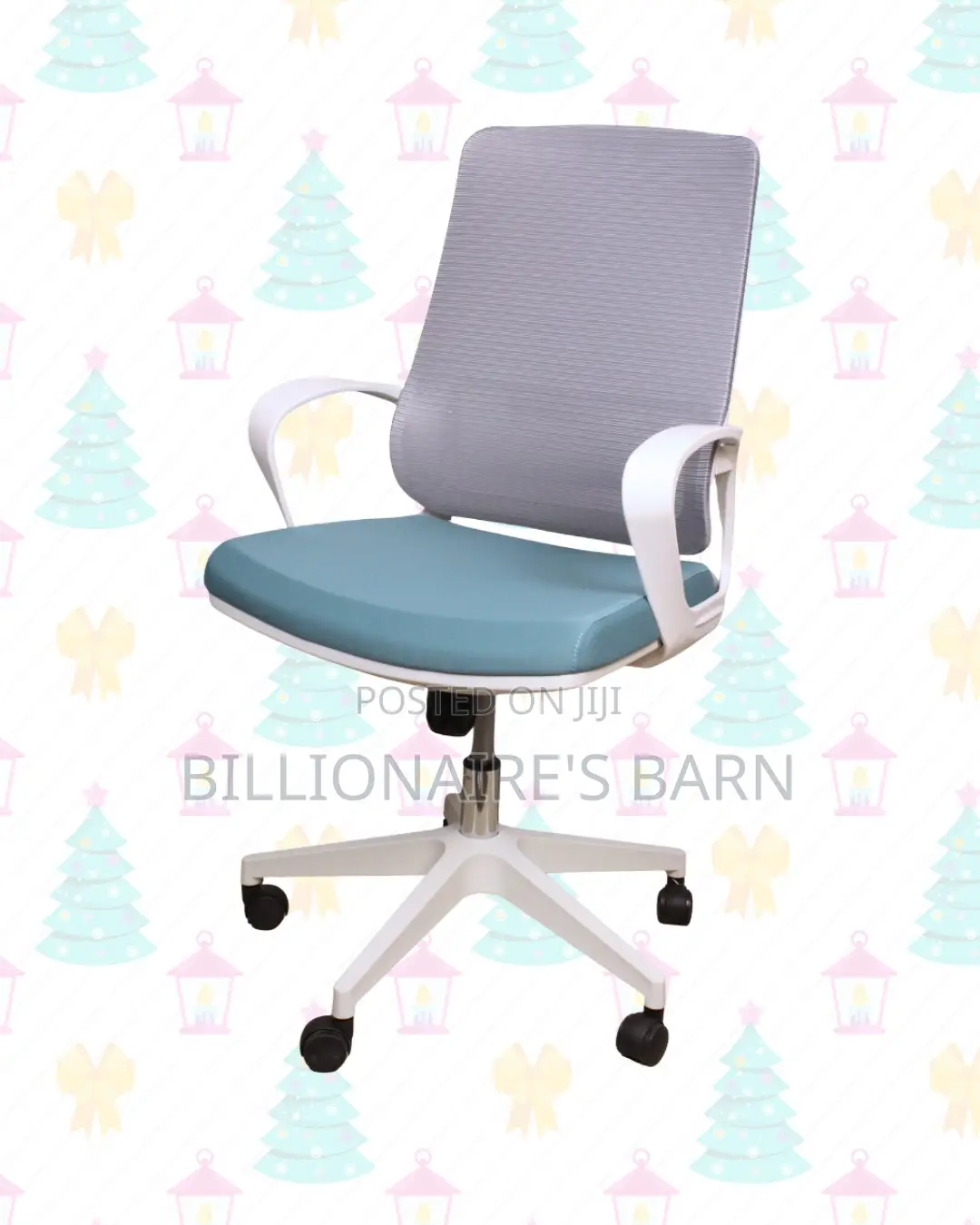 White Ergonomic Office Chair for Work — Lumbar Support Built-In