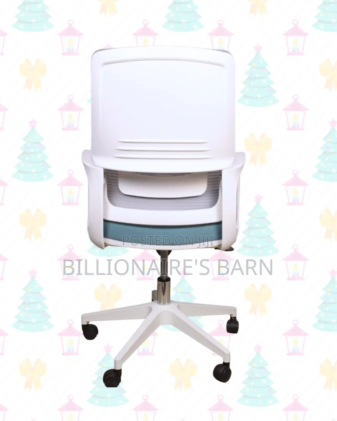 White Ergonomic Office Chair for Work — Lumbar Support Built-In