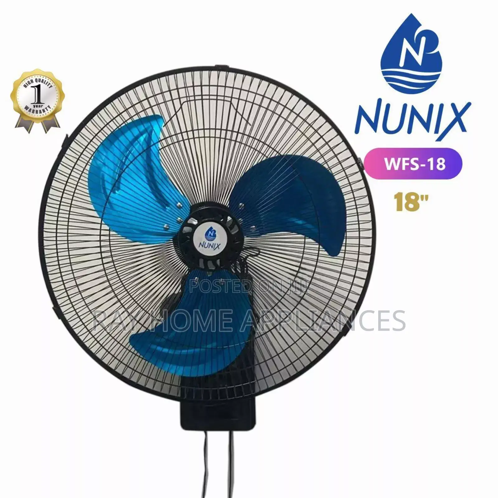 Nunix Wall Fan 18" With Steel Blades