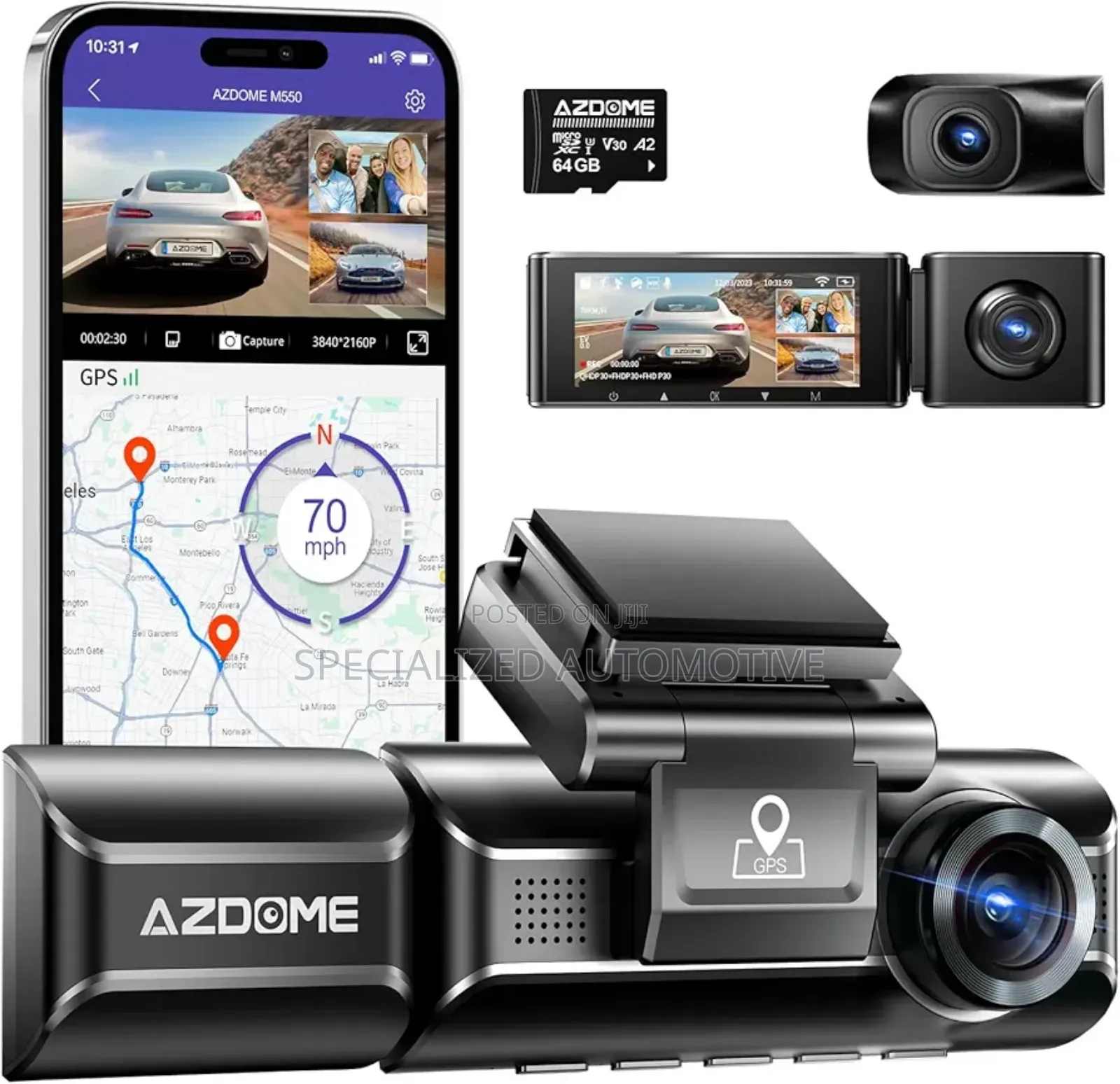 Azdome M550pro Dashcam - 3 Channels Vehicle Smart Dash Camera