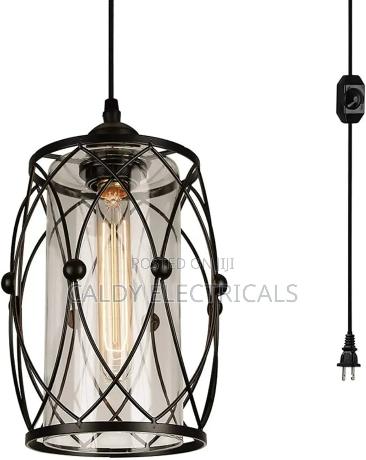Black Metal Pendant Light With a Glass Shade