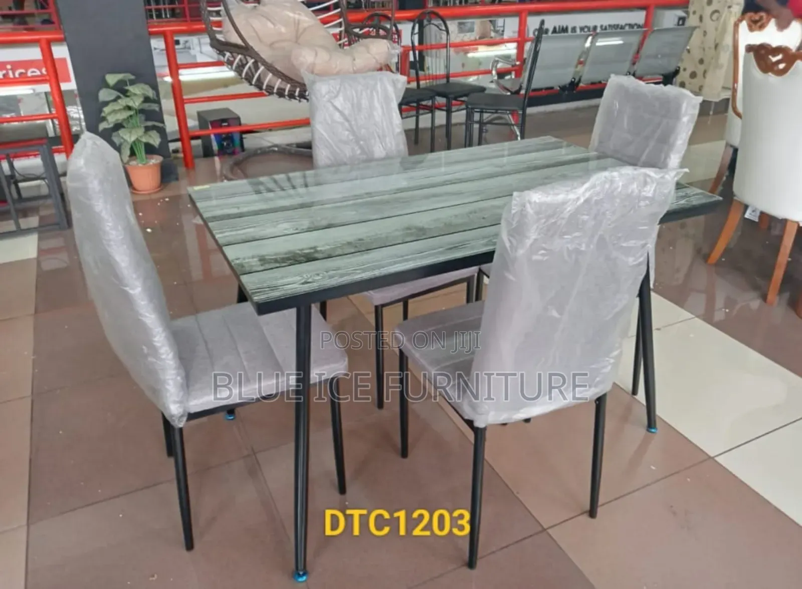 4-Seater Glass Dining Table and Chair