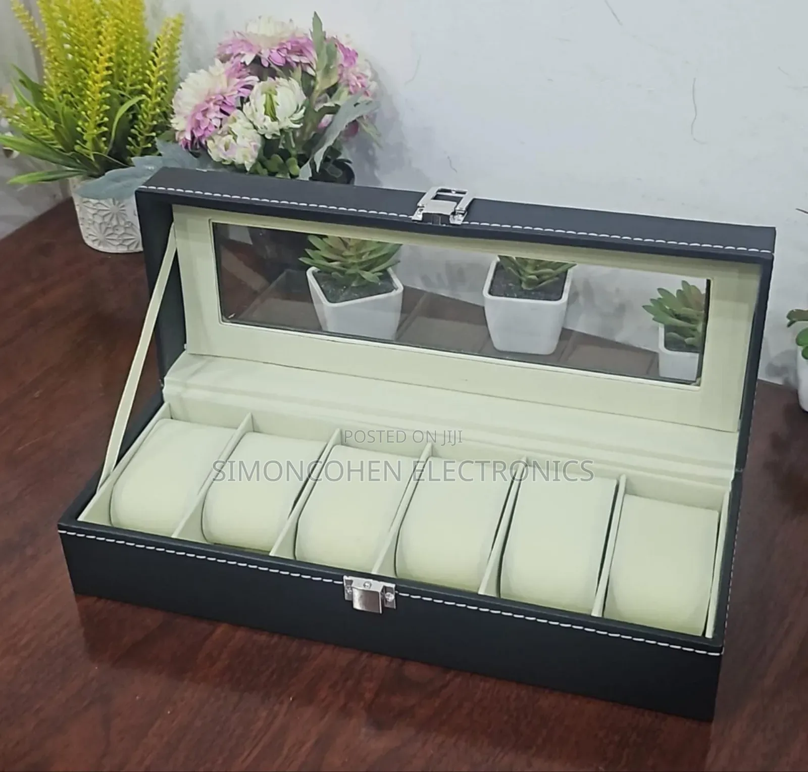 Soft Leather 6 Watch Box Organizer
