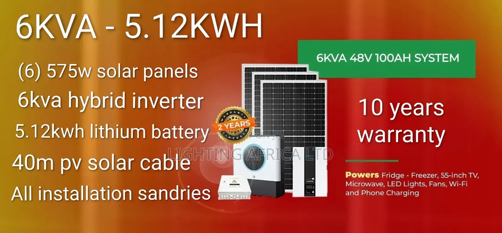 6.2kva Inverter - 5.12kwh Lithium Home Power System Free Installation