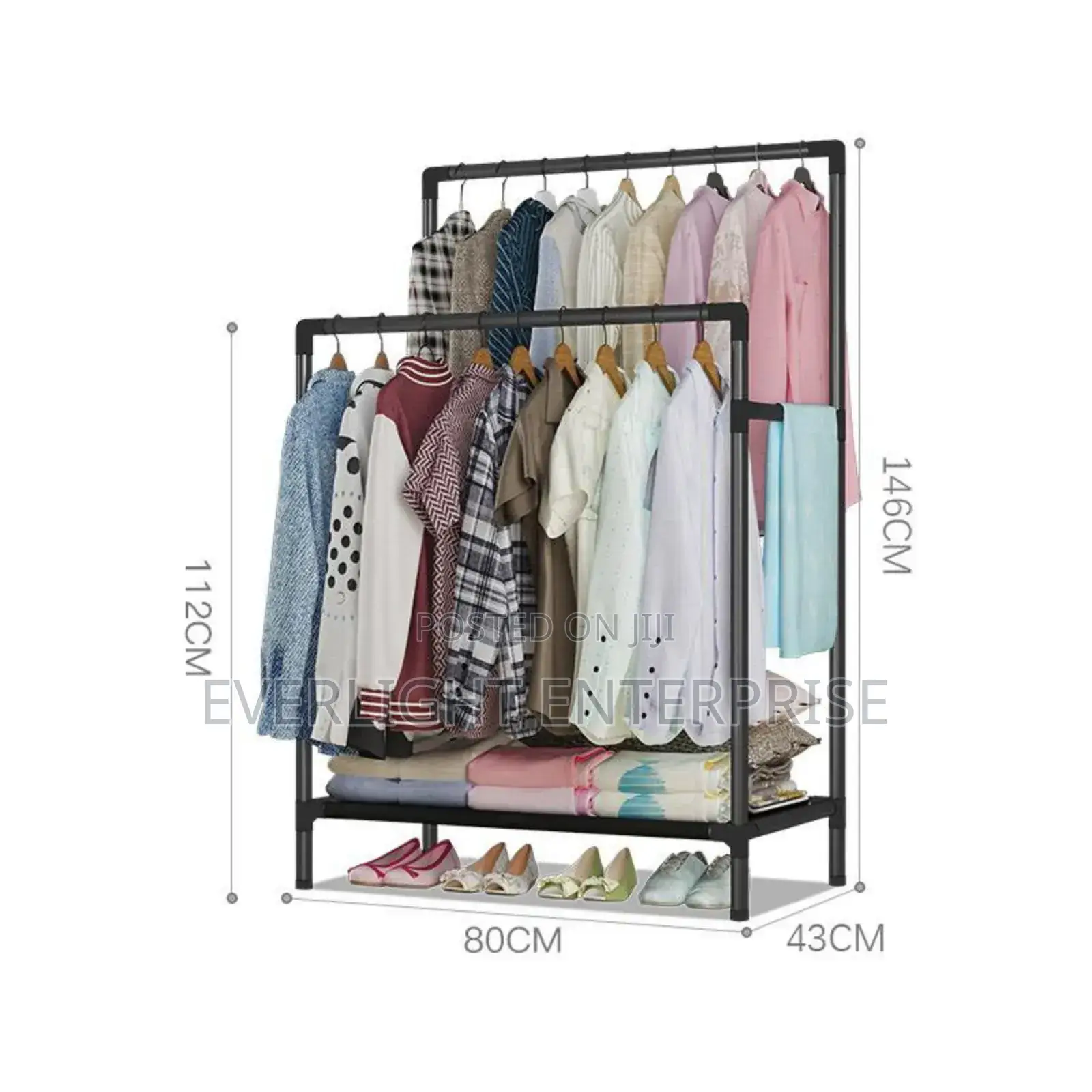 Double Pole Clothing Rack With Shoe Rack