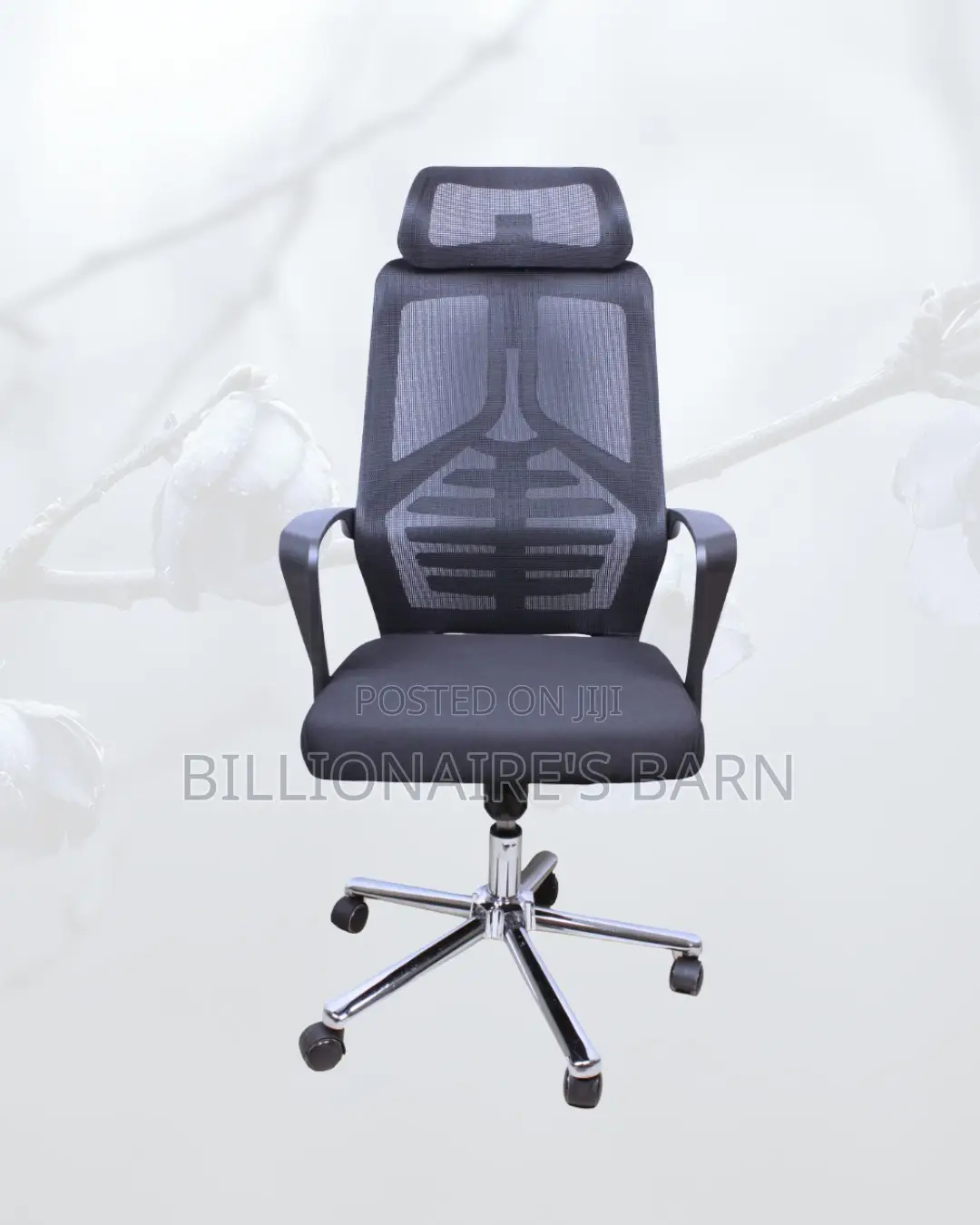 Black High-Back Mesh Chair | Adjustable for Different Desk Heights |