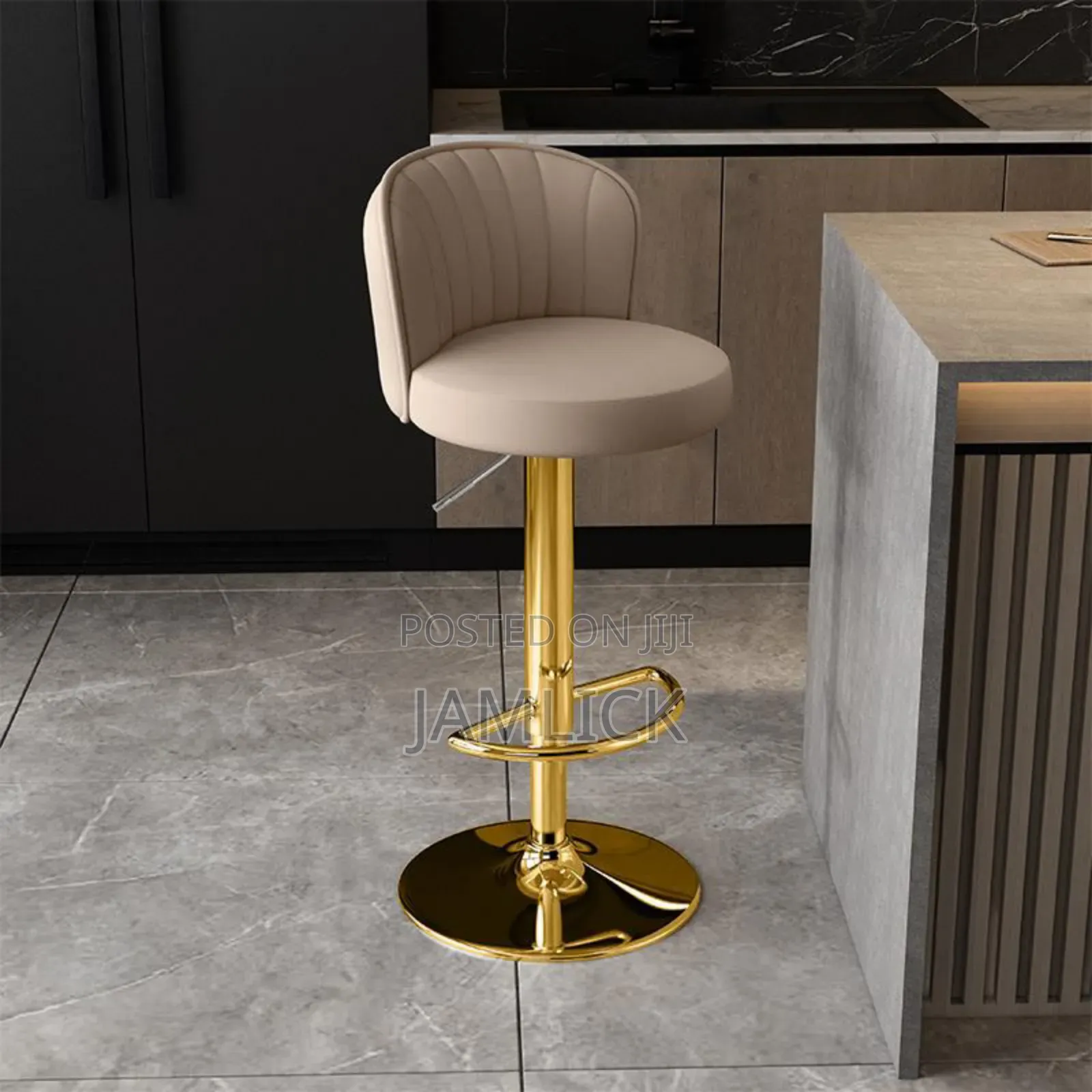 Brown Luxury European Leather Bar Chair - Cr