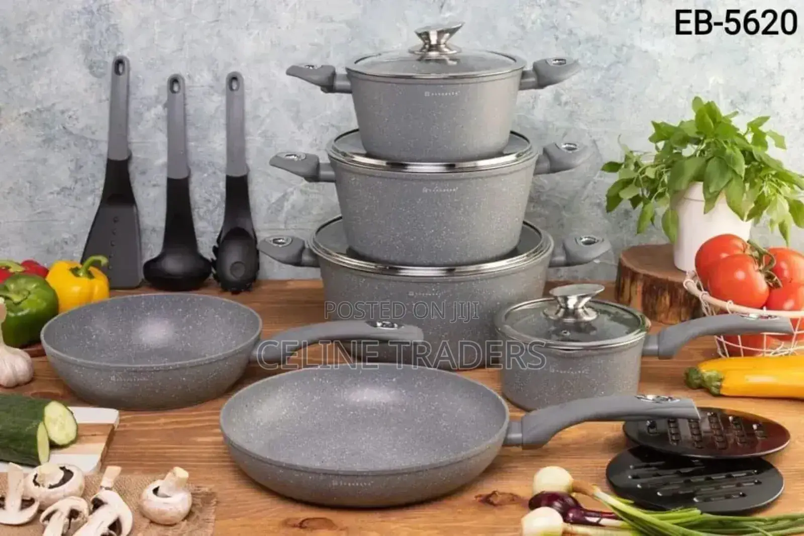 *Edenburg 15pc Cookware Set(Grey )