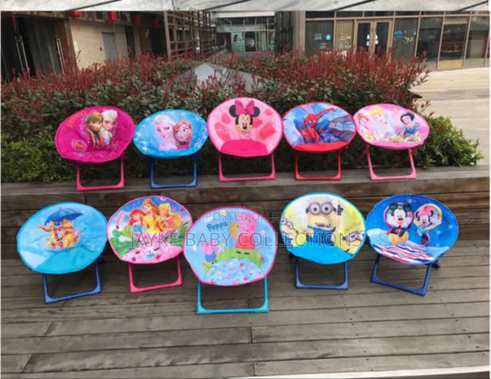 Kids Foldable Moon Chairs With Cartoon Characters.