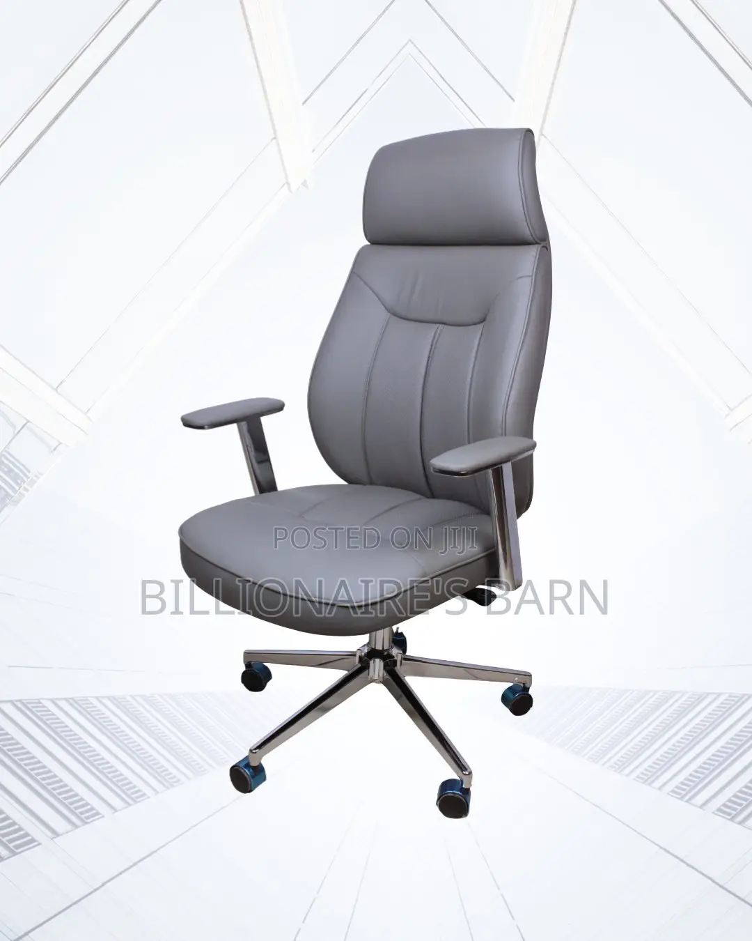 Executive Leather Chair for Offices — Neat Look, Strong Chrome Base