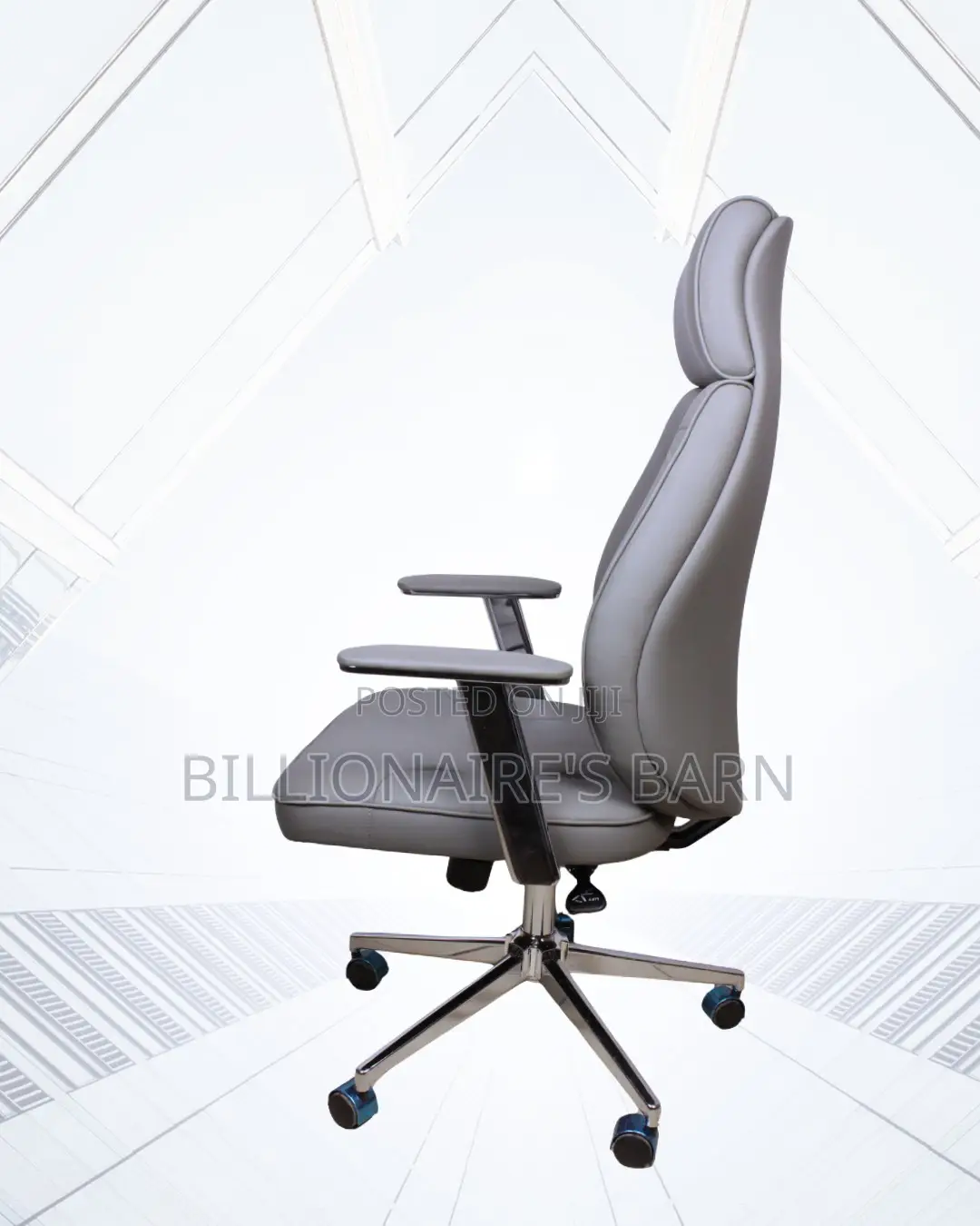 Executive Leather Chair for Offices — Neat Look, Strong Chrome Base