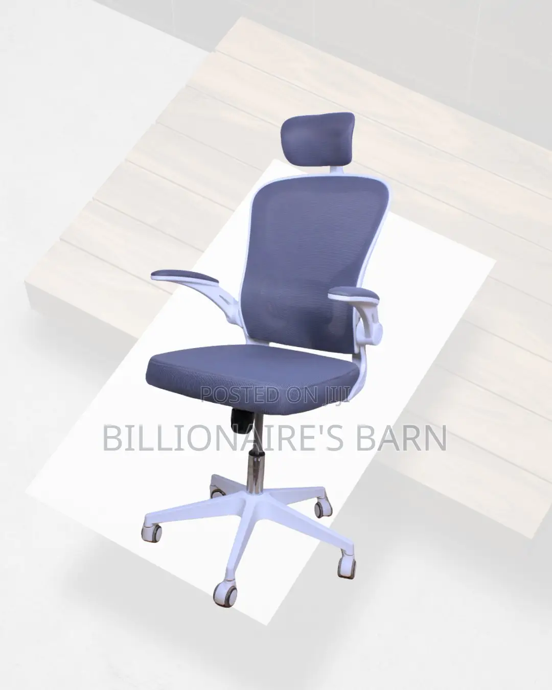 White Ergonomic Work Chair • Stable Base, Space-Saving Arms