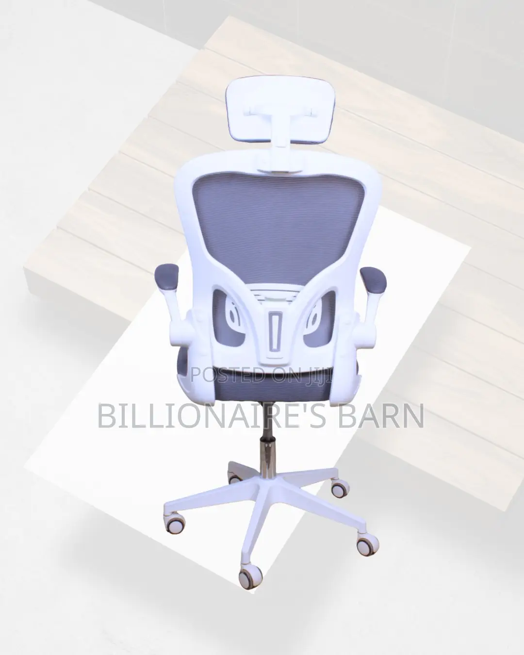 White Ergonomic Work Chair • Stable Base, Space-Saving Arms