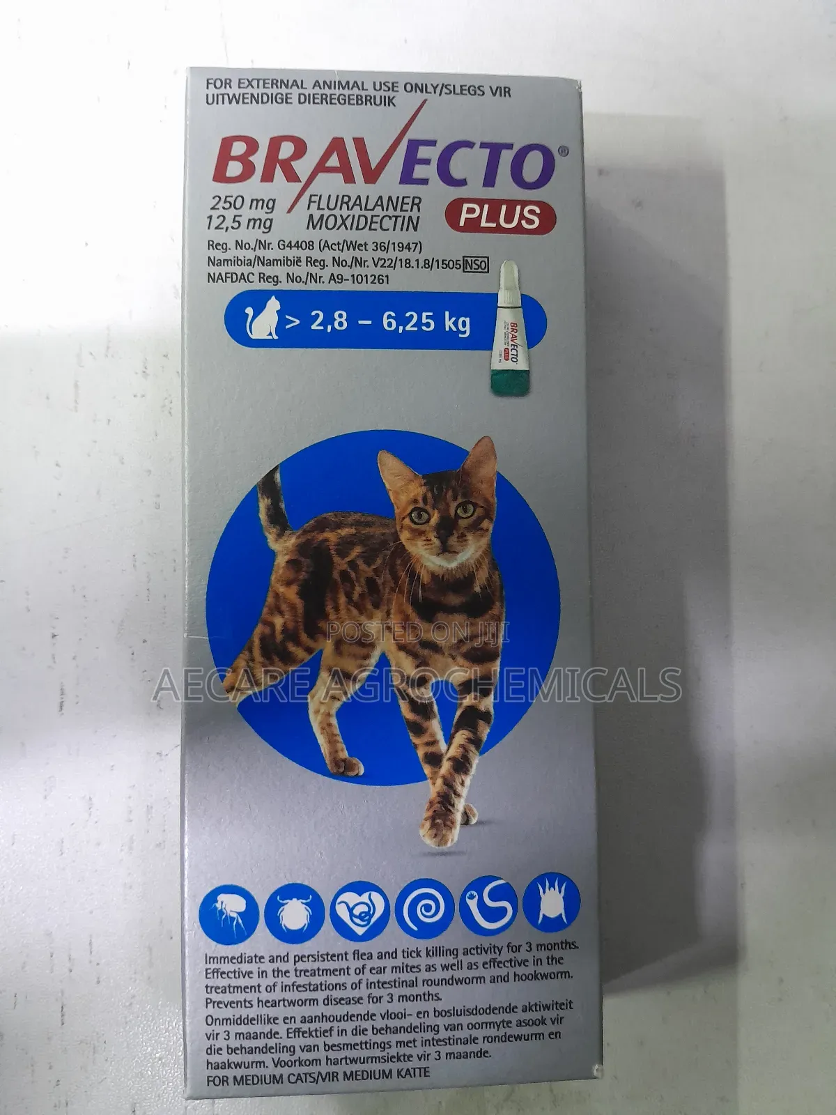 Bravecto Plus for Cat Flurancer 250mg >2.8 - 6.25 Kg