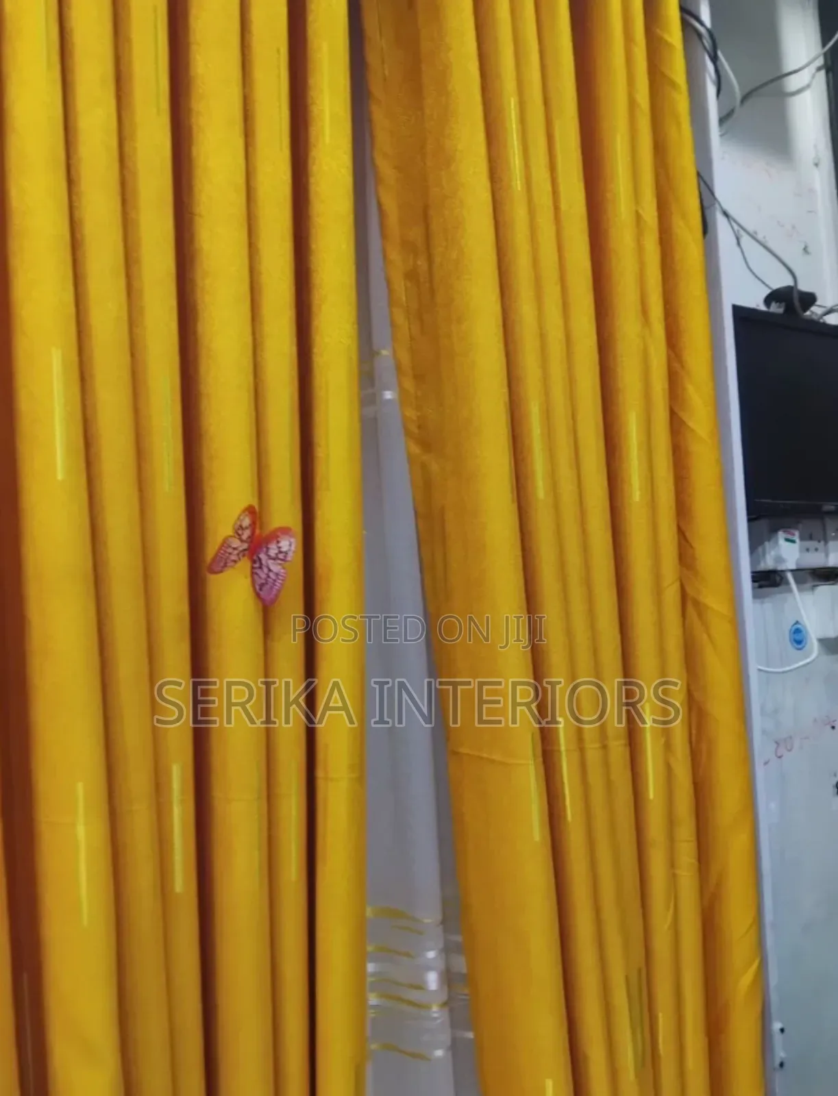 Golden Yellow Curtains Curtains Environmental Friendly Dust Treated