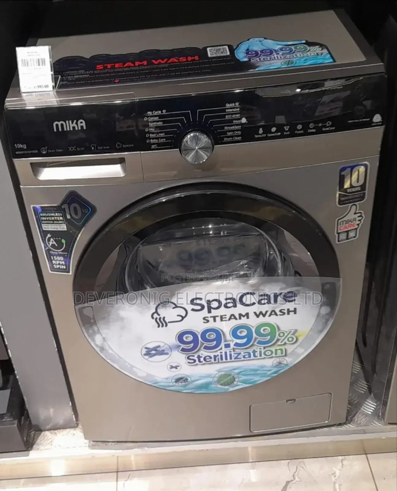 *Mika 10kg Fully Automatic Washing Machine Washer Spin 1500rpm