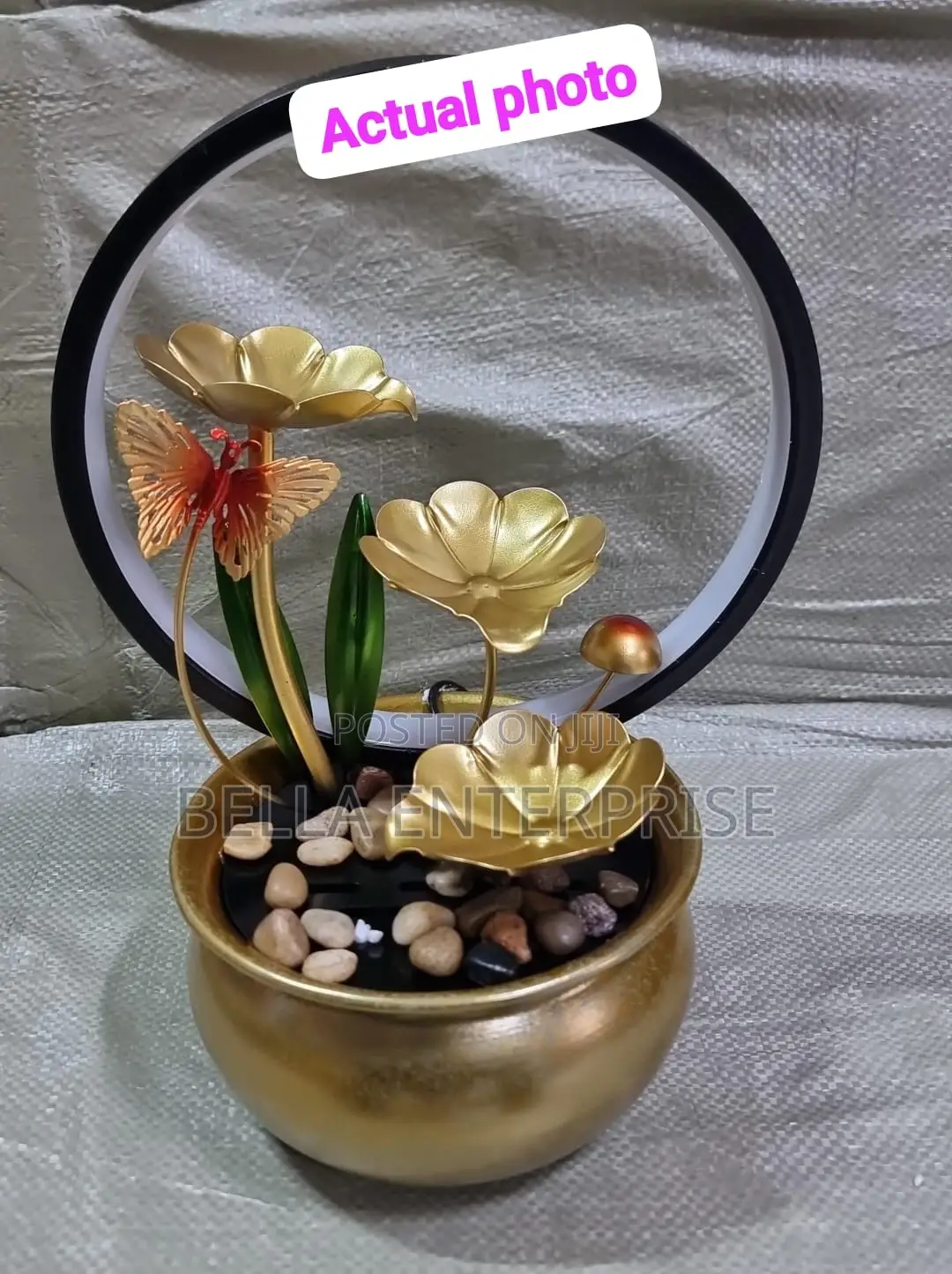 New Arrivalselegant Led Electric Mini Water Fountain in Metallic Pot