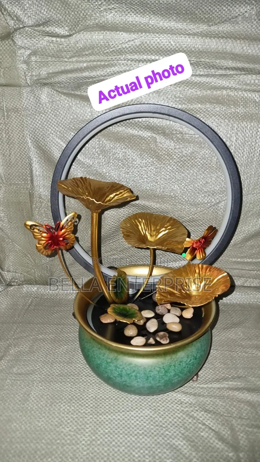 New Arrivalselegant Led Electric Mini Water Fountain in Metallic Pot
