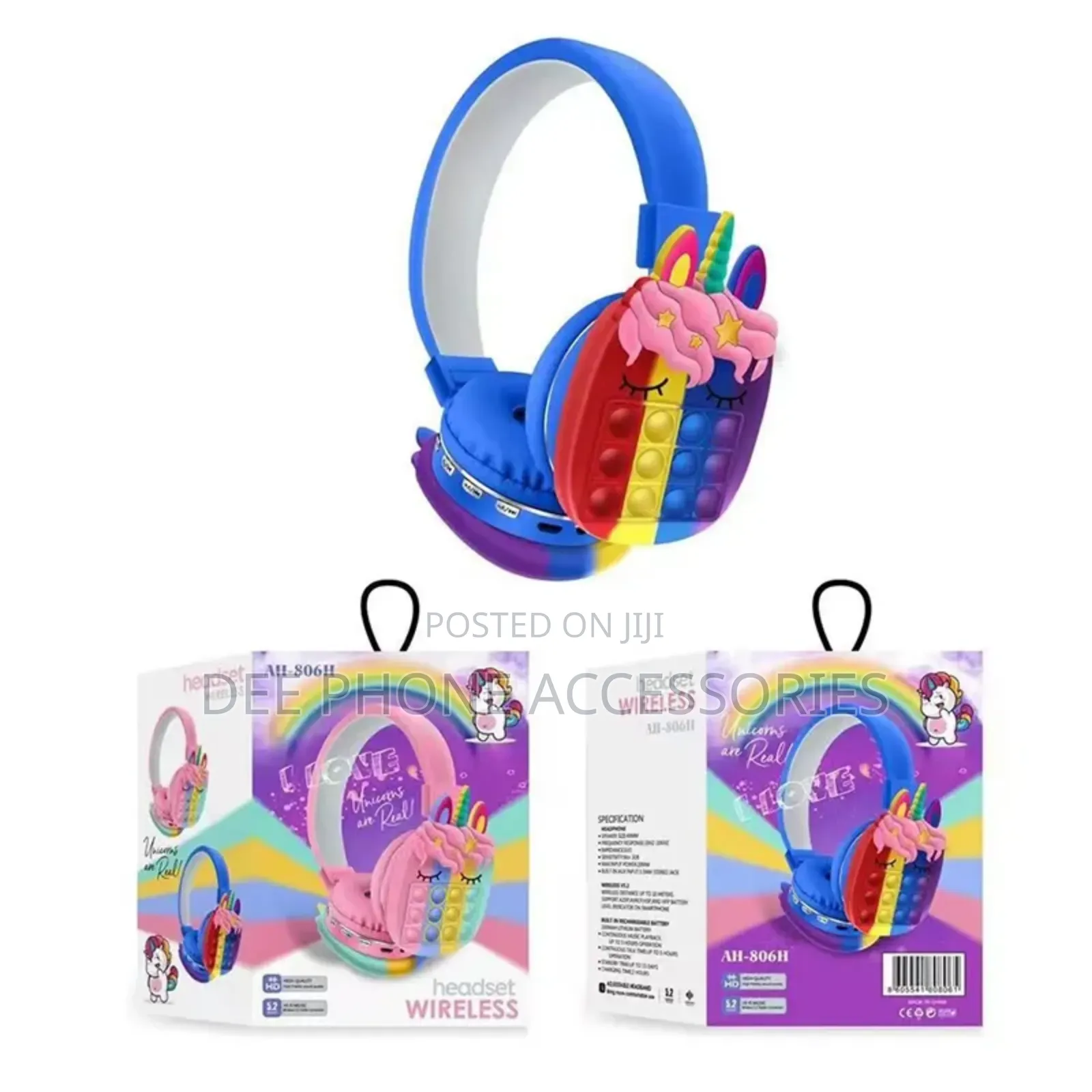 Ah 806h New Cute Cartoon Rainbow Wireless Headphone