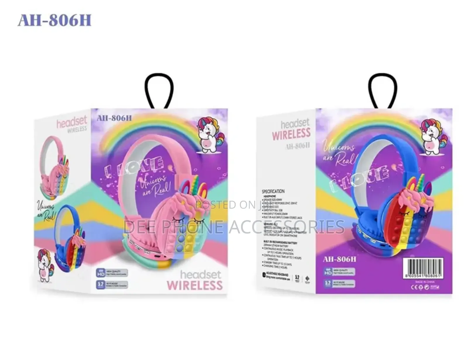 Ah 806h New Cute Cartoon Rainbow Wireless Headphone